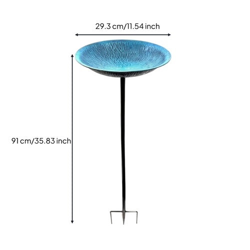 Metal Bird Bath Stake Weather Resistant Wrought Iron Bird Feeder Vintage Design
