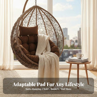 Washable Hanging Egg Chair Cushion Removable Cover Thick Hanging Basket Cushion Soft & Comfortable for Adults, Teens, Indoor, Outdoor, Patio