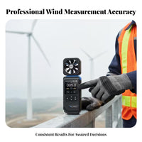 Two-screenScreen Display Digital Anemometer Temperature and Humidity Readings Handheld Anemometer Sound Alarm Wind Speed Meter Curve Recording