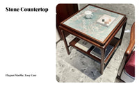 Square Corner Table with Drawer New Chinese Design Home Furniture Sintered Stone Top Dual-Level Shelf for Renters, Adults