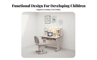 Children's Furniture Ergonomic Study Table with Storage Student Writing Desk with Hutch Adjustable Height Set Promotes Comfort Suitable for Kids Room Homework Learning Space