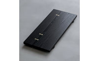 Wood Tea Tray with Brass Accents Artisanal Rectangular Tea Board Low-Silhouette