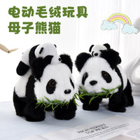 跨境仿真电动毛绒熊猫玩偶会走前进后退发声电子宠物玩偶儿童玩具