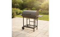 Briquette Grill with Side Tables Outdoor Wheeled Briquette Barbecue High-Temperature Resistant Grill with Two Side Tables for Campers, Backyard