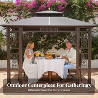 Aluminum Frame Gazebo Weather Resistant Aluminum Frame Pavilion Protection Fixed Roof Gazebo for Homeowners, Families, Courtyard, Backyard, Poolside