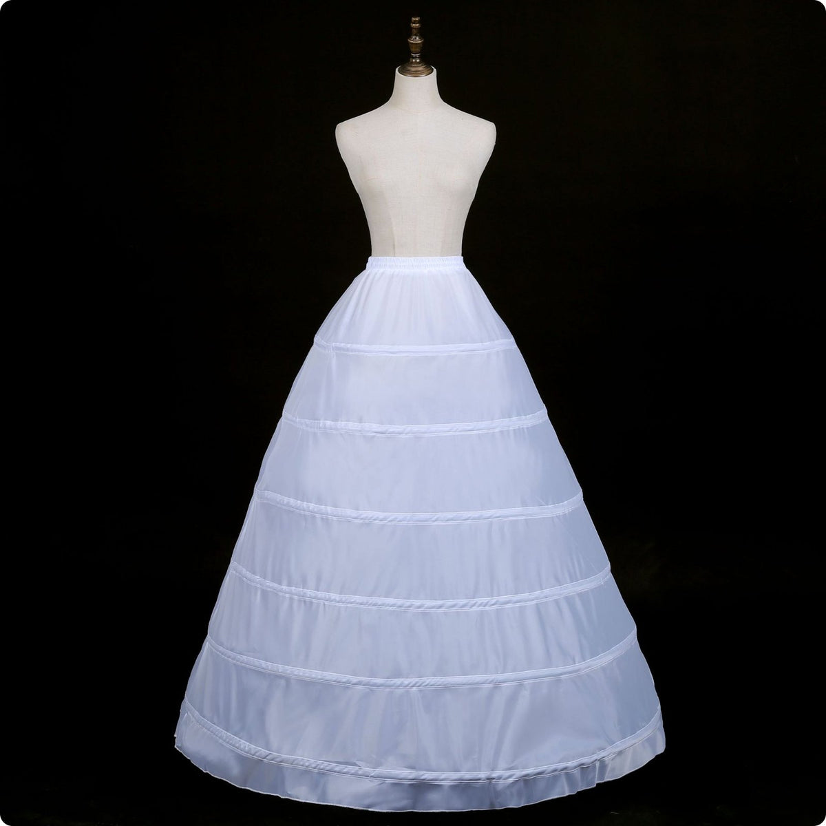 6 Hoop Petticoat No Mesh Crinoline Underskirt Long Length for Stage Performance