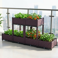 Planter Box Outdoor, Raised Garden Bed for Vegetables, 40cm Modular Floor-Standing Design Resin with Integrated Drainage