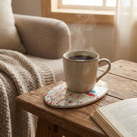 Easter Ceramic Coaster Printed Spring Drink Coaster Mat Defends Furniture Oval Heat-Insulating Placemat for Families, Adults, Kitchen, Parties, Office