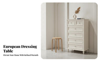 European design billowlikeShaped Vanity Large Storage Capacity Dressing Table Fluted Drawer Fronts Bedroom Furniture Gold-Finished Legs for Women, Home Decorators, Teenagers, Apartment, Walk-in Closet