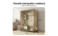 Cat Activity Center Cat Tower with Storage Cat Tree with Litter Box Enclosure Hidden Cat Litter Furniture Sturdy Wooden Structure Clear Glass Door Suitable for Indoor Cats Home Use
