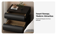 Stacked Curved-front End Table Modern Nightstand Bedside Cabinet Spacious Drawer Faux Leather Construction Suitable for Homeowners Adults Home Decor Apartment Hallway