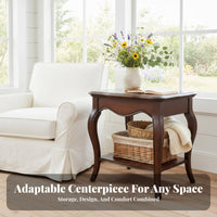 Multi-Tier End Table Sturdy Construction Two-Tier Cabriole Leg Table for Bedroom