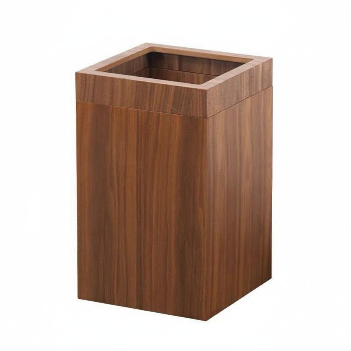 Nordic Design Paper Bin Easy to Clean Rectangular Wood Wastebasket Top Wood Garbage Can Bucket for Bedroom, Washroom, Office