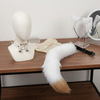 Cat Ears Headband with Tail and Soft Touch Wolf Ears and Tail Cosplay Set Customizable Fit Soft Canine Costume Accessories for Women, Halloween