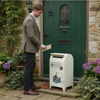 European Post Box Floral Design Decorative Mail Box Spacious Home Storage for Outdoor