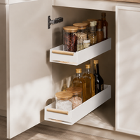 Kitchen Storage, Under Sink Drawer Storage, Slim, Set of 2, White, Side Mount Type