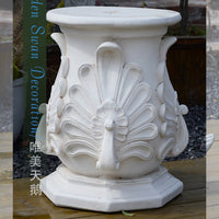 Garden Swan Flower Pot with Roman Column Decorative Ornament