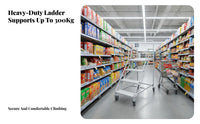 Rolling Step Ladder Non-Slip Steps Warehouse Stocking Ladder All-Steel Construction Mobile Surface Steps for Homeowners, Stockroom, Garage, Library