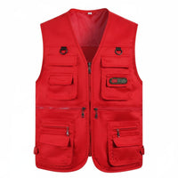Multi Pockets Fishing Vest Loose Fit Photographer's Travel Vest Outdoor Work Cargo Jacket for Fishermen, Photographers, Hiking