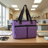 Oxford Cloth Tote Multiple Pockets Zipper Closure Bag Side Loops