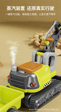 Multifunctional Large Excavator Ride-On Toy with Steam Spray, Sand Digging, for Kids