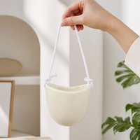 24CM Glazed Ceramic Hanging Planter, Nordic Indoor Pot, Decorative Balcony Hanging Pot for Trailing Plants