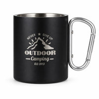 Attach-on Camping Cup with Carabiner Handle Compact Camp Cup with Carabiner Handle Rugged Camping Mug Packable for Campers, Hiking, Travel