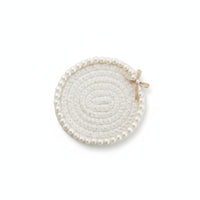 Heat-Insulation Mat with Pearl Edge Handmade Place Mat Farmhouse for Tea Party