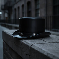 Hat with Rivets Retro- PU Leather Hat Gothic Topper for Halloween, Theatre