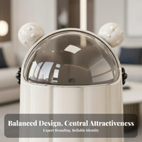 Translucent Lid Bear Trash Can Glossy Lidded Trash Can Domed Top Home Decor for Indoor