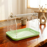 Desktop Bird Stand Parrot Training Perch with Food Cup Set, Polypropylene, Acrylic