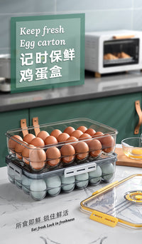 食品级冰箱鸡蛋收纳盒加厚18格24格鸡蛋盒透明密封保鲜储物盒冰柜
