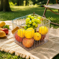 Transparent Drawer Organiser, Pantry Organiser Storage Basket with Handles, 23.5x20.5x16.8cm Multi-Purpose for Snacks, Office