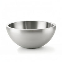 Stainless Steel Salad Bowl Brushed Metal Double-Layer Bowl for Kitchen, Dining Table