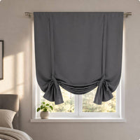 Tie-up Curtain Panel Solid Color Rod Pocket Curtain Simple Finish