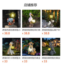 跨境树脂蓝彩叼灯翠鸟户外雕像灯草坪灯花园庭院家居装饰氛围摆件