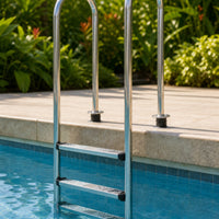 Stainless Steel 3-Step Pool Ladder Rustproof Pool Ladder with Step Pads Polished Long-Lasting for Swimming Pools