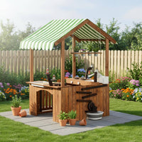 Wooden Outdoor Playhouse Sink Area Play Kitchen Playhouse for Backyard