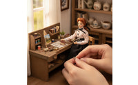 Vintage Style Ceramic Dollhouse Doll Cloth Porcelain Doll with Stand Posability Miniature Porcelain Lady Cute for Collectors
