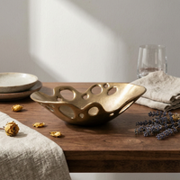 Sculptural Bowl Irregular Bowl with Cutouts Lustrous for Entryway