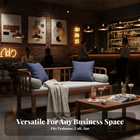 Solid Wood Teahouse Table and Chairs Set with Carbon Steel Frame Foam Cushions Booth Furniture Dining Seating Suitable for Cafe Restaurant Lounge Teahouse