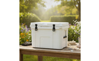 Large-Capacity Insulated Cooler Box Leakproof Cooler with Drain Plug Outdoor Portable Cool Box for Campers, Camping, Fishing
