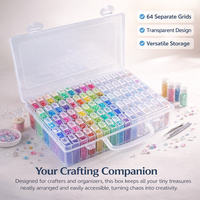 Storage Box with Compartments, 64 Transparent Lid, Make Up Organizer for Nail Art Supplies, Jewelry for Women and Crafters