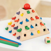 Educational Wooden Pyramid Sorter Educational Shape Sorting Pyramid Interactive Peg Insertion Toy Developmental for Toddlers, Preschoolers, Kids, Home, Classroom, Playroom