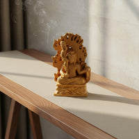 Immovable Wisdom King Sculpture Statue Yellow Boxwood Carved Wooden Figurine Freestanding Buddhist Deity Statue