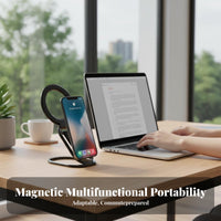 Attractive Kickstand Grip Magnetically-Stable Compatible Attractive Loop Holder with Strap Foldable Phsingle Stand for Tripers, Commuters, Desk Use