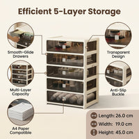 5 Drawer Desktop Organizer with Lid, Desk Storage for Office Supplies, Small Drawers Unit for Stationery Makeup Tools