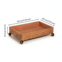 Wooden Tray with Feet Rectangular Wood Storage Tray Minimalist Tabletop Organizer for Entryway