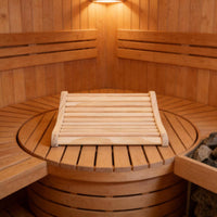 Slatted Wood Neck Pillow Wave Design Wooden Sauna Headrest for Steam Room, Spa