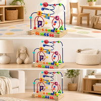 Wooden Bead Maze Educational Toy for Toddlers 0-3 Years Old - Animal and Ocean Theme